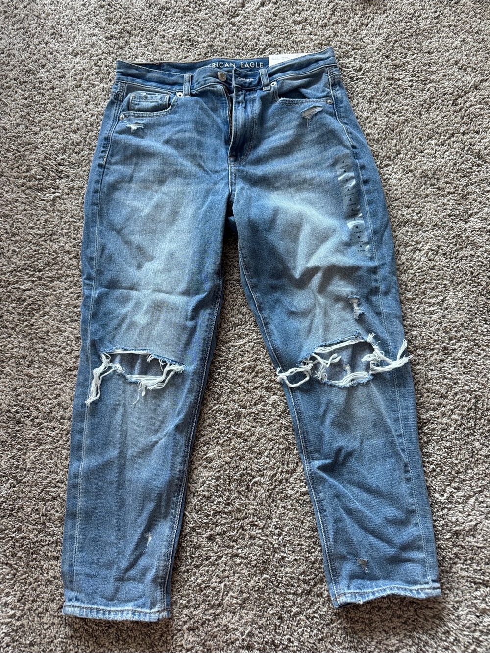 American Eagle Outfitters Distressed Light Blue Boyfriend Jeans